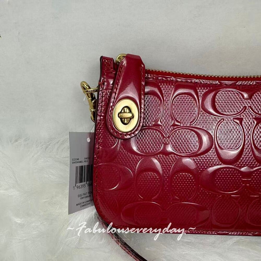 Coach Penn Shoulder Bag In Signature Leather/Gold/Red CCC46 NWT - Picture 9 of 10